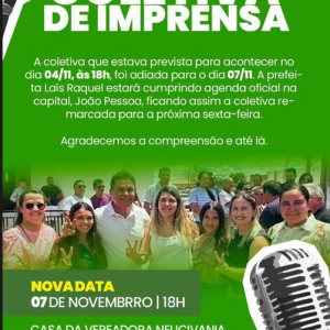 Prefeita Laís Raquel participa hoje de coletiva de imprensa no Sítio Torrões